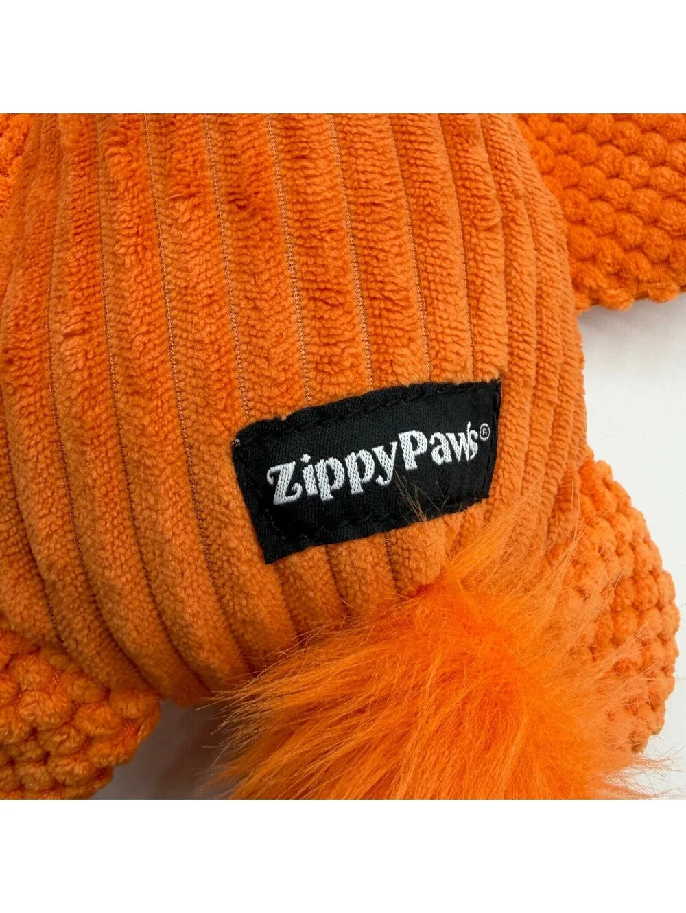 ZippyPaws Popcorn Palz Fox Orange Plush Dog Squeaker Toy Corduroy Textured New